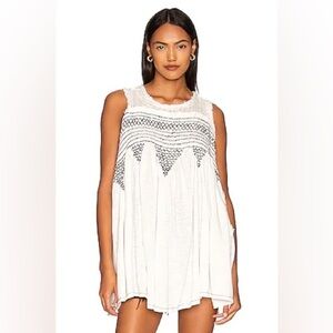 Sleeveless White Crochet-Trim Womens Dress